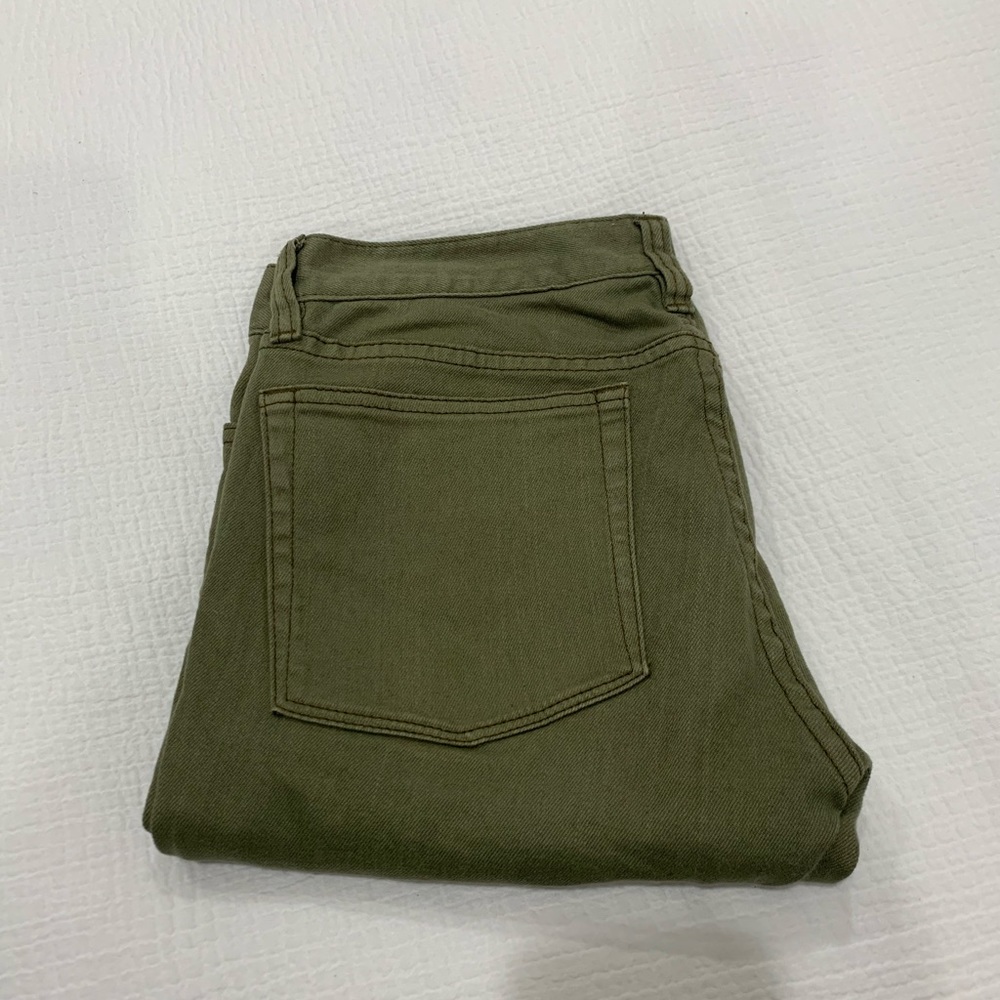 olive green J Crew toothpick skinny jean size 28
